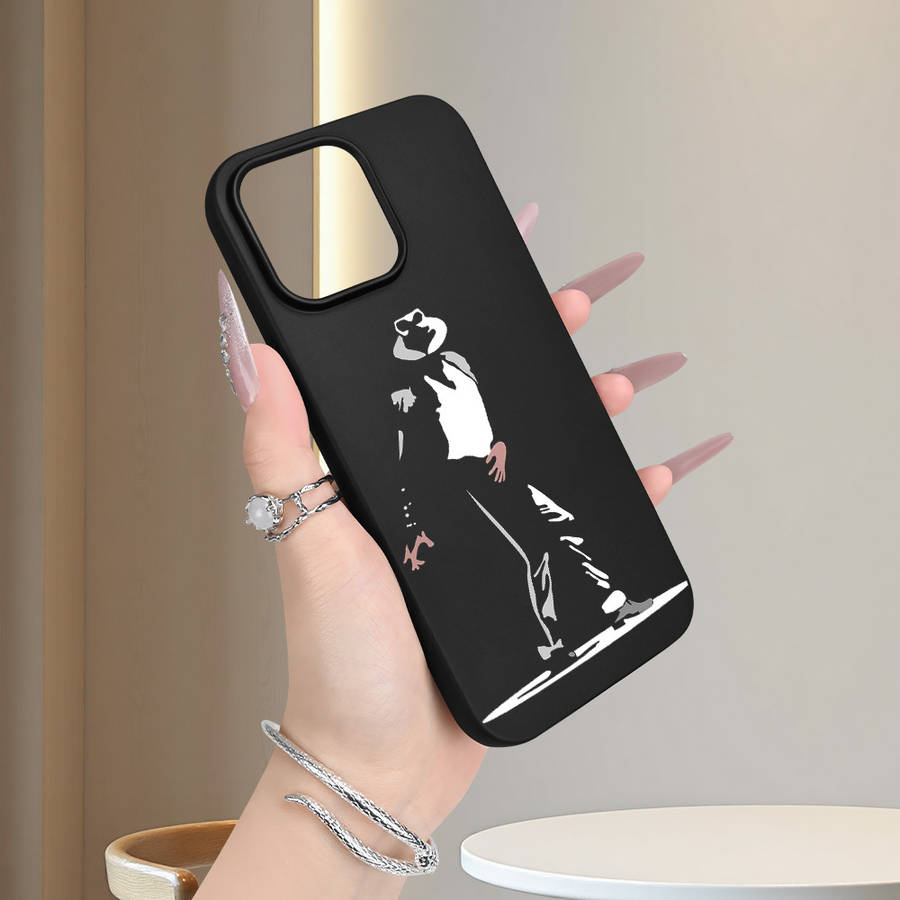 1Pc Black For iPhone 14 Plus Jackson Print Phone Case