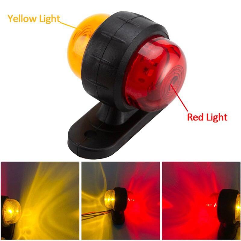 2pcs Red Yellow 12-24V Universal Side Marker Lights Double Side Lighting Indicator La