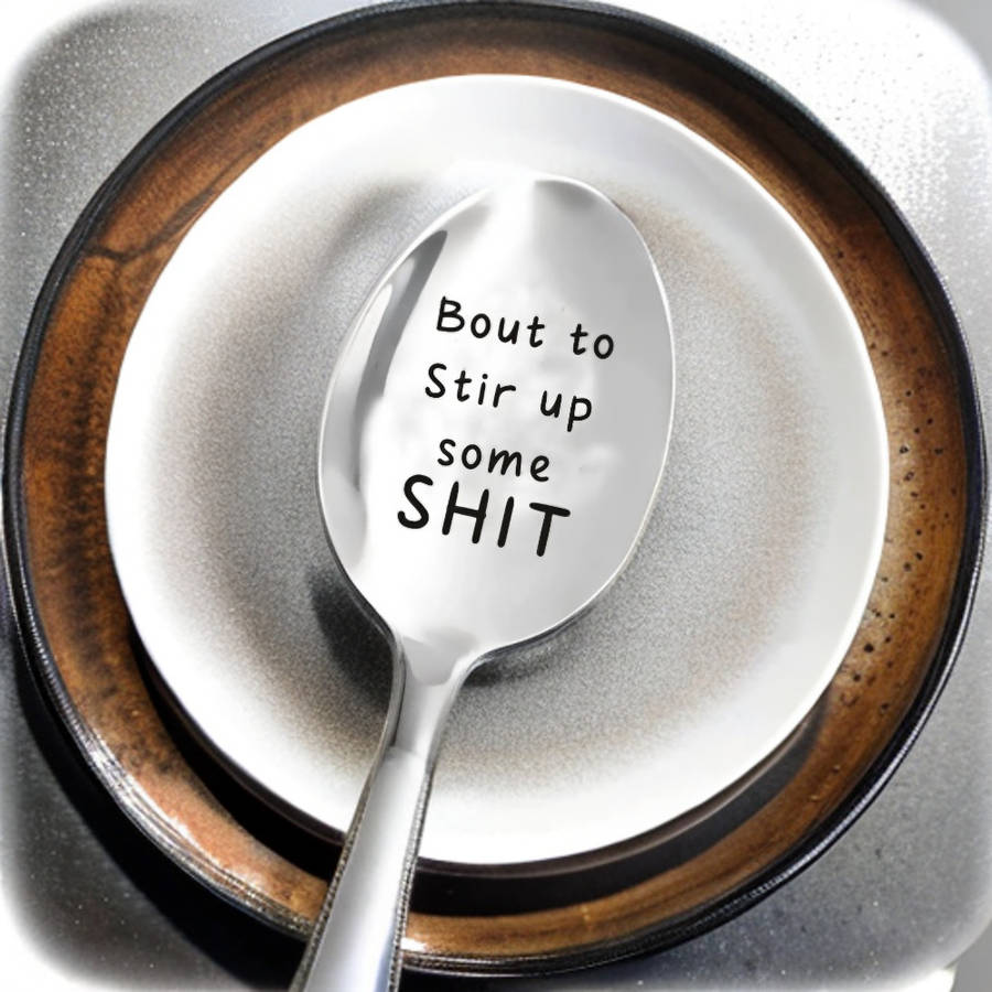 1pc Humorous Stainless Steel Spoon  Bout to Stir Some Shit  Ideal Gift for Mom Grandma Gran