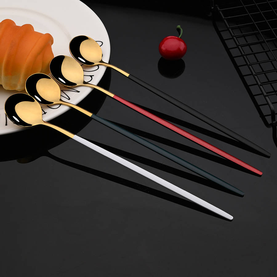 10pcs Of Colored Coffee Tea Stirring Spoons With Long Handles Ice Cream Dessert Spoons Stain