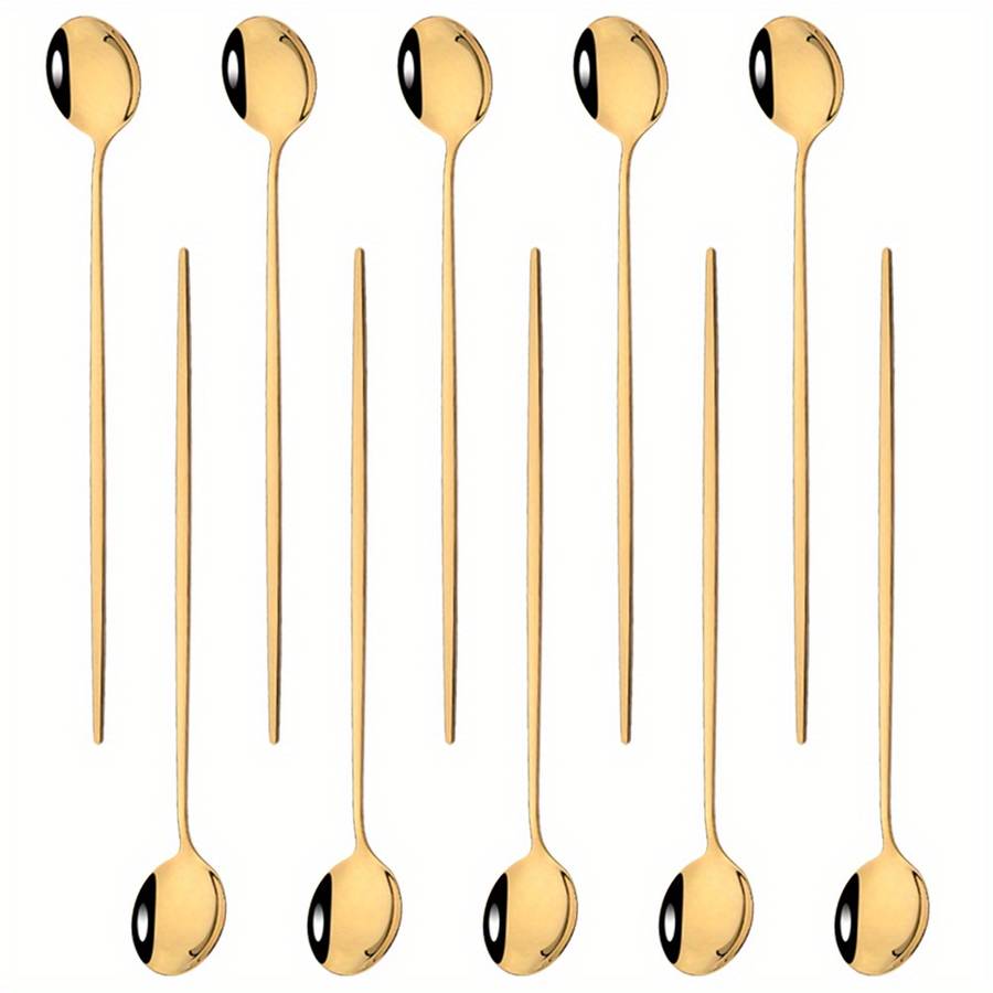 10pcs Of Colored Coffee Tea Stirring Spoons With Long Handles Ice Cream Dessert Spoons Stain