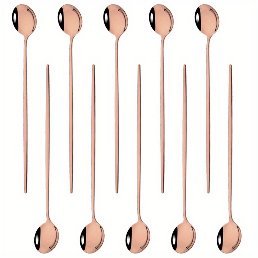 10pcs Of Colored Coffee Tea Stirring Spoons With Long Handles Ice Cream Dessert Spoons Stain
