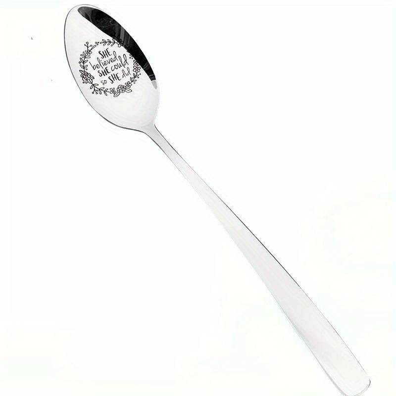 1pc She Believed She Could So She Did Spoon Engraved Stainless Steel Cute Inspirational Gifts