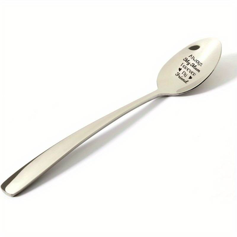 1pc Always My Mum Forever My Friend  Engraved Stainless Steel Coffee Spoon Shiny Reflective