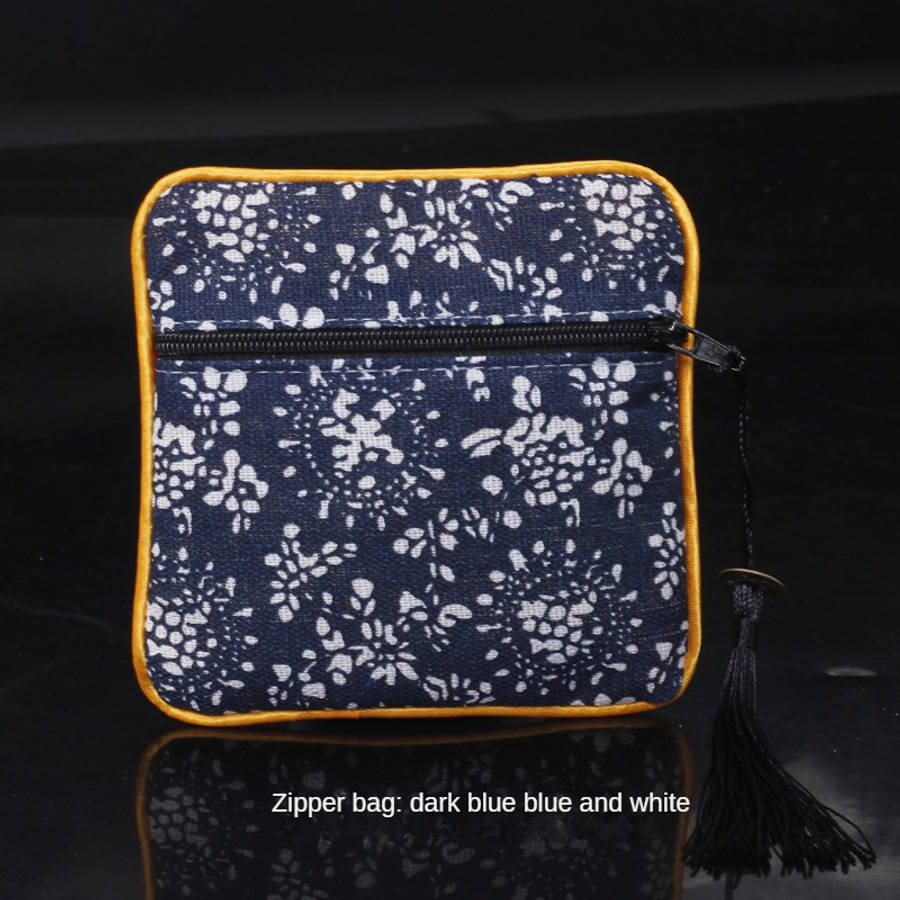 Storage Bag Color Zipper Bag Blue Blue And White*Zipper Bag 11.5*11.5Cm