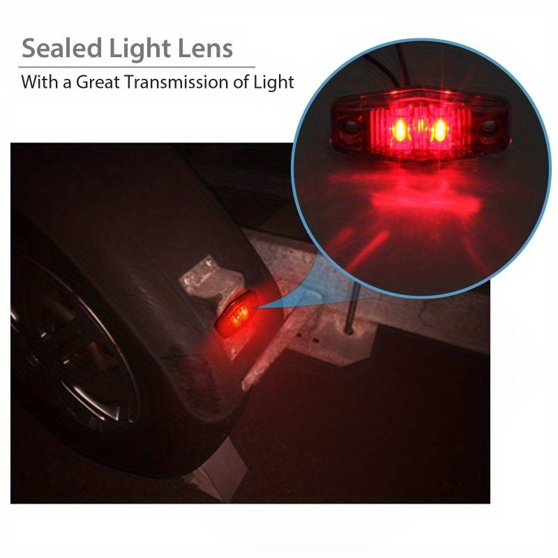 2pcs Red LED Side Marker Lights for Trucks Suitable for Trailers Designed for 12-24