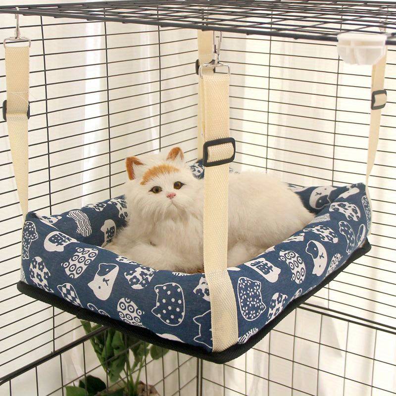 Pet supplies size S Items Summer mat hanging nest   square       blue background lucky cat