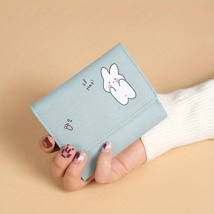 Whimsical Charm Cute Light Blue Cartoon Rabbit Wallet