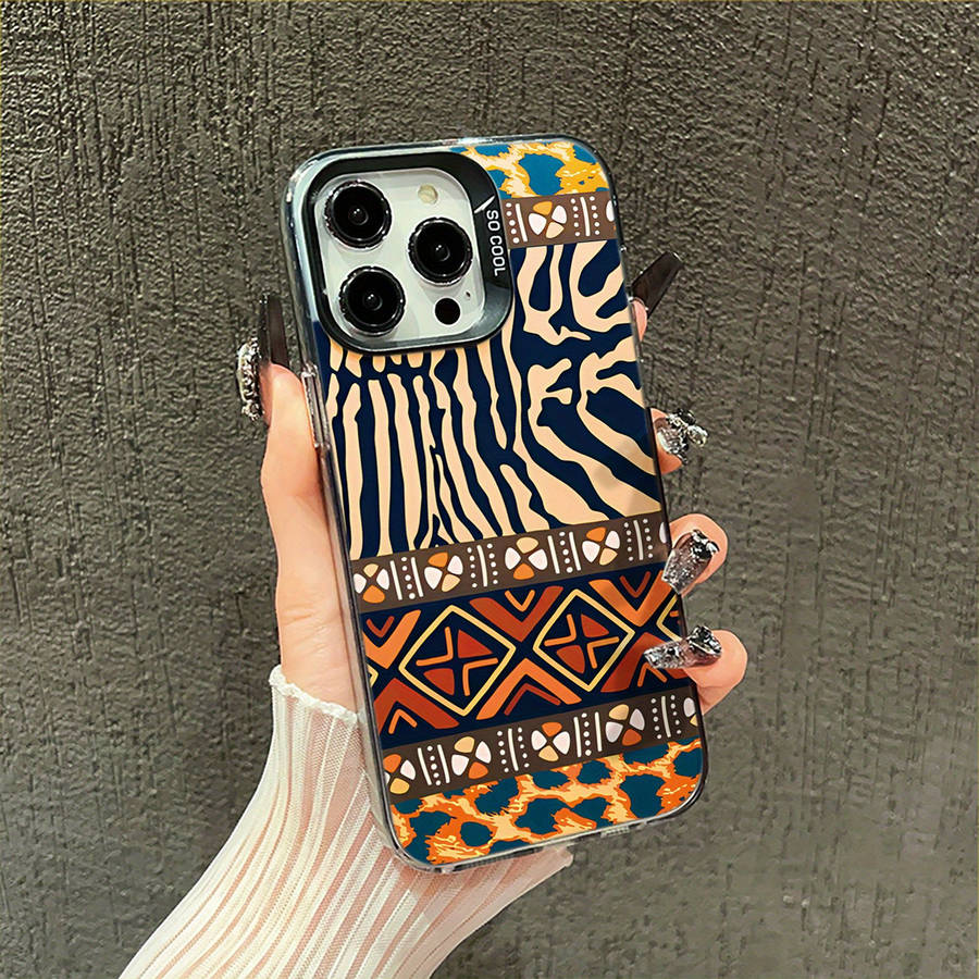 1Pc Black For iPhone 14 Pro Max African Tribal Pattern Phone Case