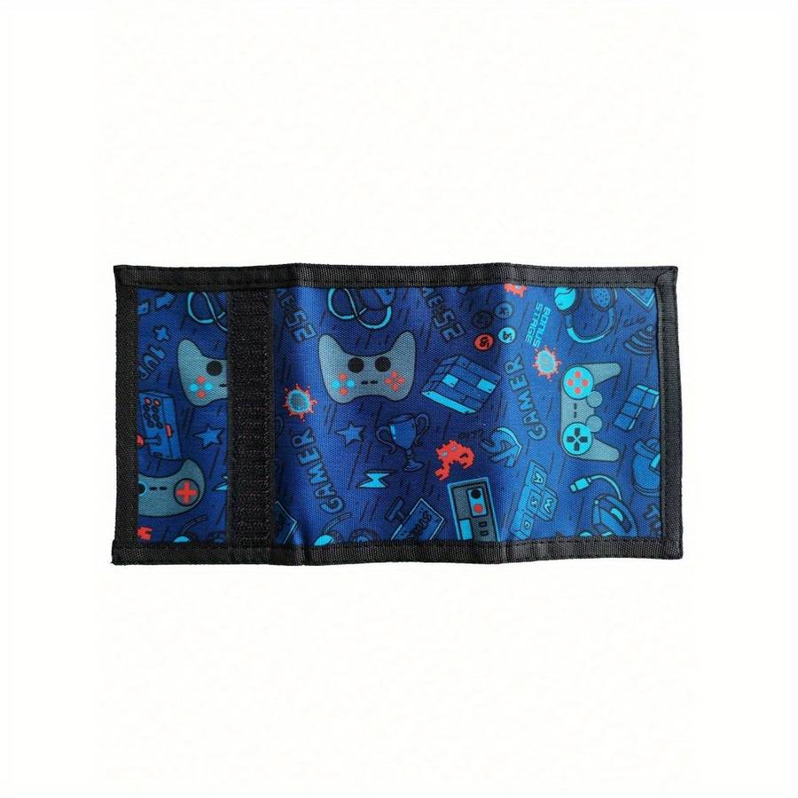 1pc Boys Trifold Wallet With Game Console Print Casual Portable Coins Purse Durable Card Hold