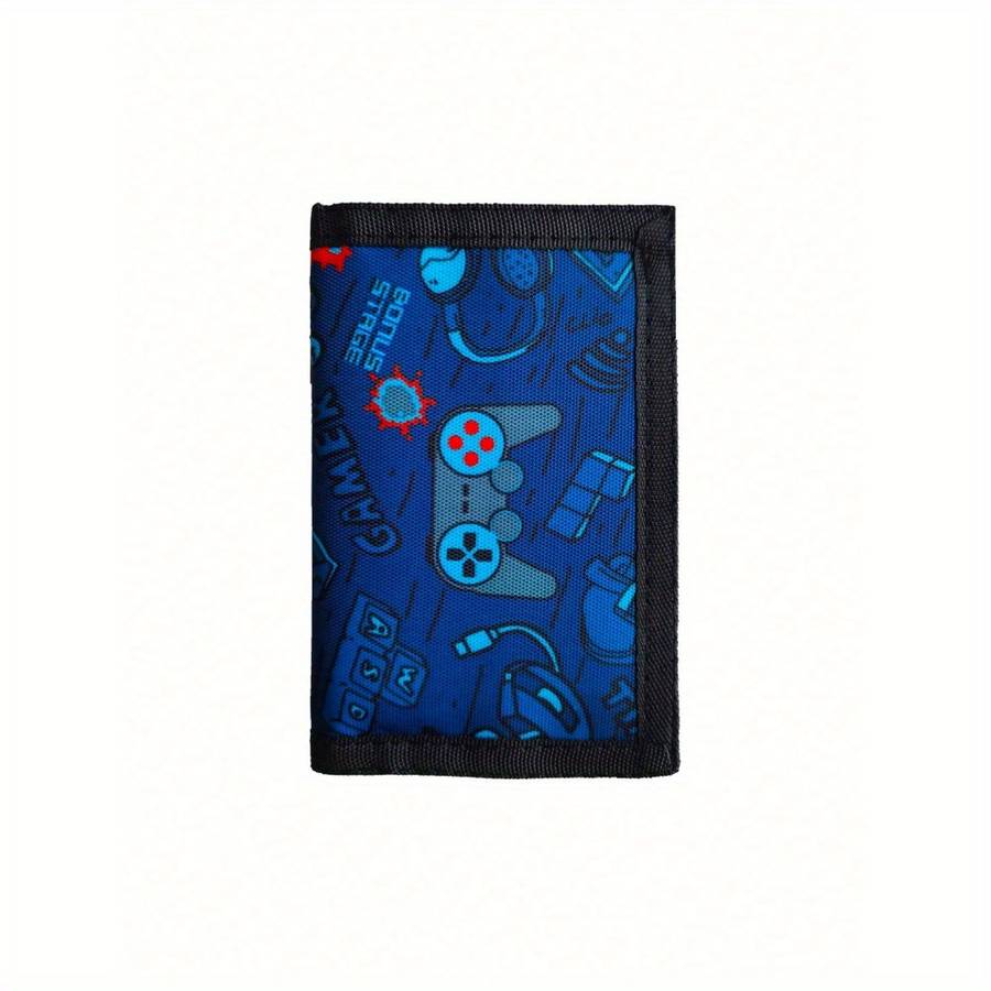 1pc Boys Trifold Wallet With Game Console Print Casual Portable Coins Purse Durable Card Hold