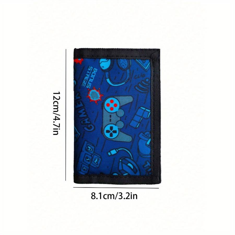 1pc Boys Trifold Wallet With Game Console Print Casual Portable Coins Purse Durable Card Hold