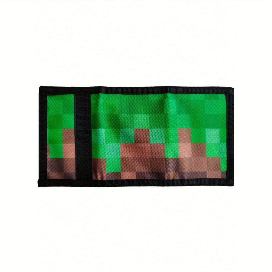 Green Geometric Patterned Tri-Fold Wallet With Rfid Blocking Lightweight Polyester Material U