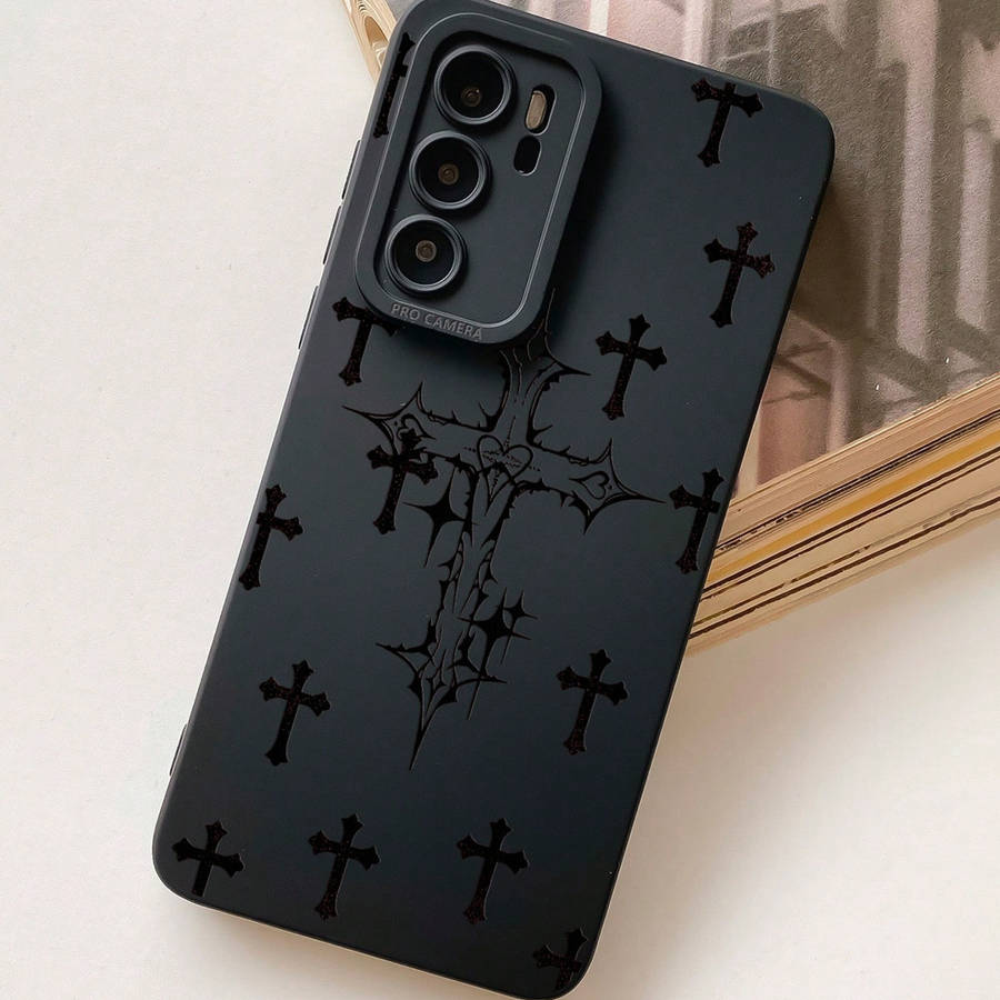 1Pc Black For iPhone 11 Black Crosses Pattern Phone Case