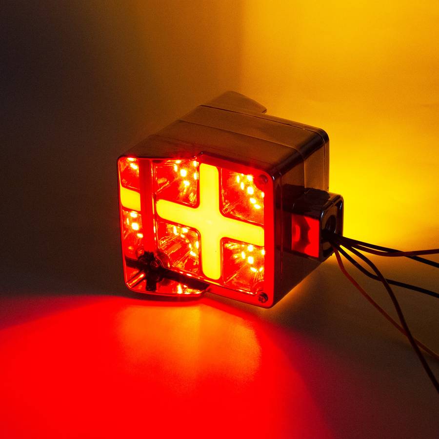 2pcs Amber-Red Square Double Face Turn Signal Lights Truck Fender Pedestal Light Rep