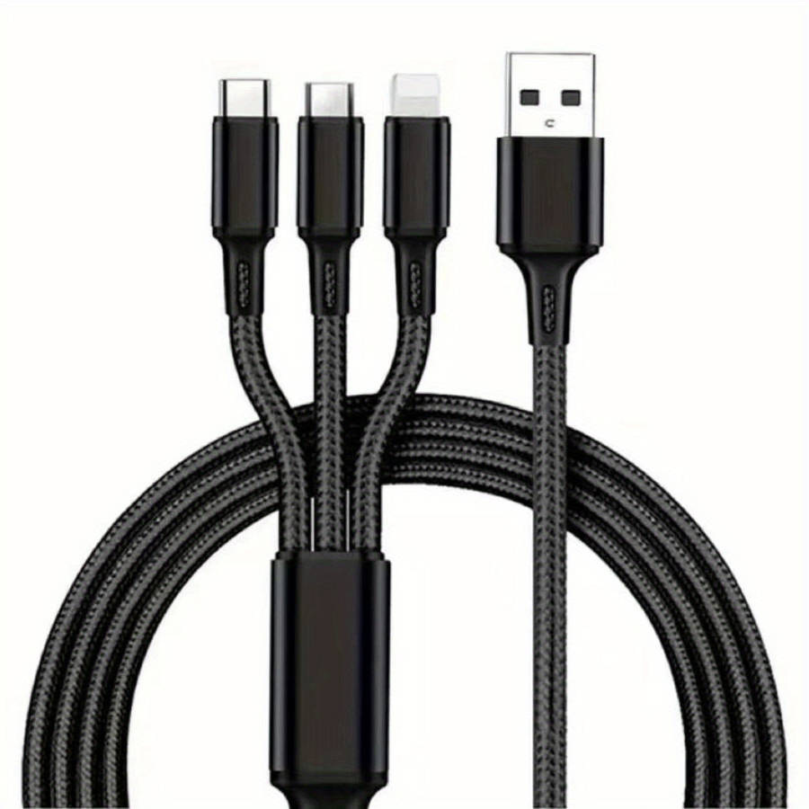 1pc 3-In-1 Charging Cable Portable And Compatible with Ios Type C And Micro USB Ports.