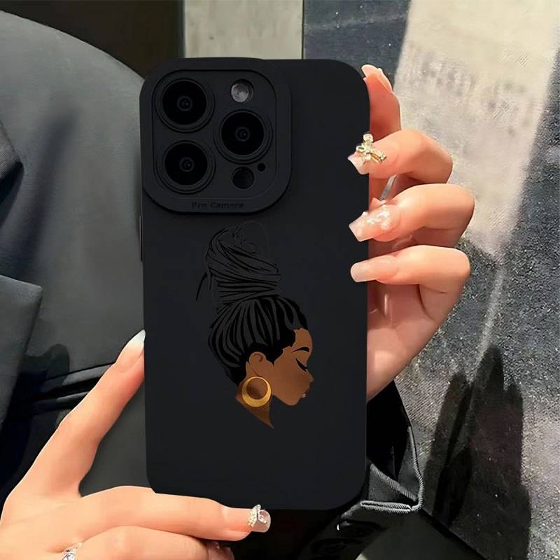 1Pc Mixed Color For iPhone 14 Plus African Queen Silhouette Phone Case