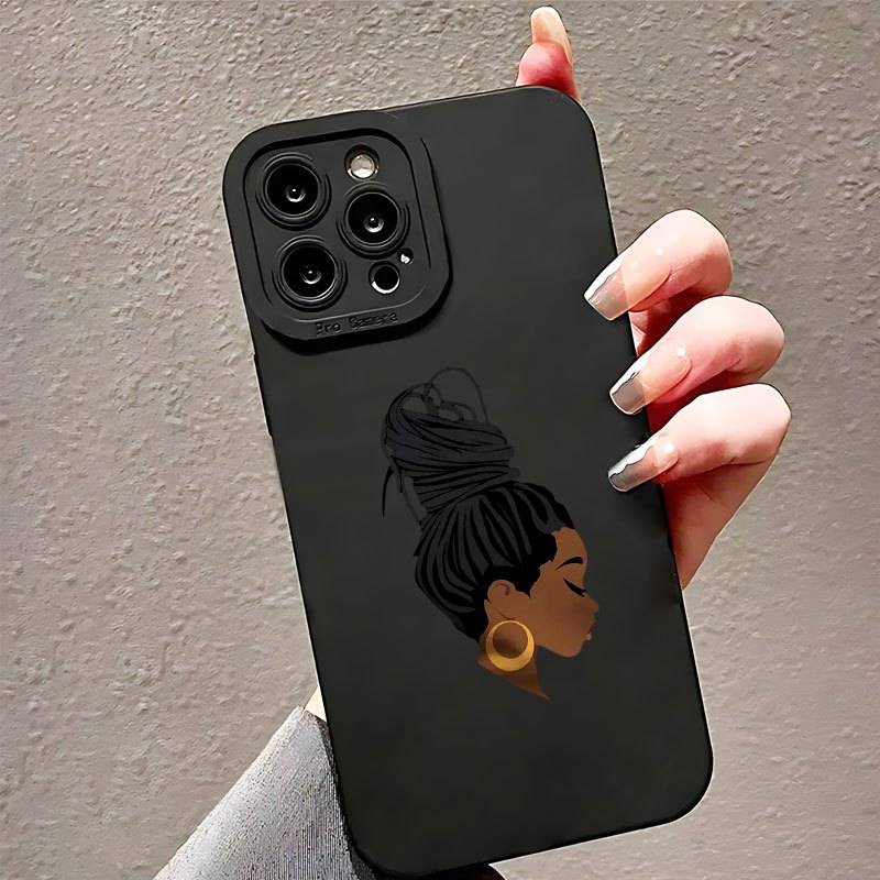 1Pc Mixed Color For iPhone 14 Plus African Queen Silhouette Phone Case
