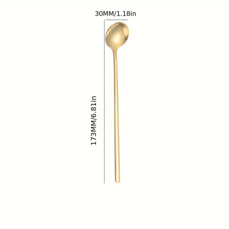4pcs Golden Stainless Steel Spoons with Long Handles Ideal for Coffee Tea Ice Cream and De