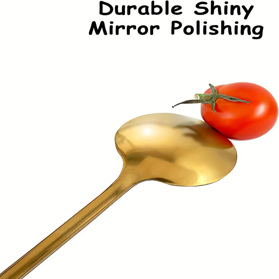 4pcs Golden Stainless Steel Spoons with Long Handles Ideal for Coffee Tea Ice Cream and De