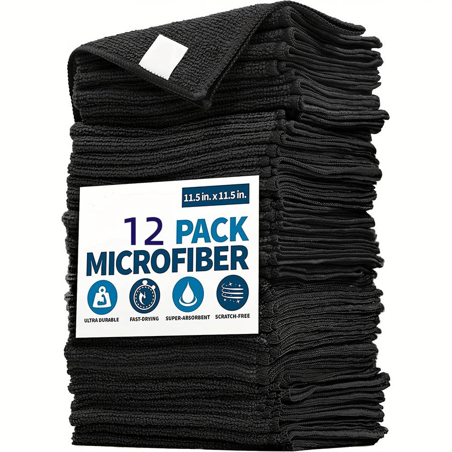 12 Pack Super-Absorbent Microfiber Cleaning Towels Scratch-Free Fast-Drying Dishwashing Clot