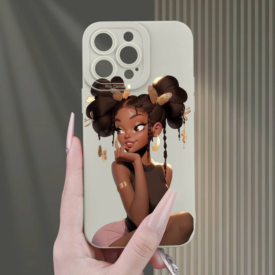 1Pc White For iPhone XR African Girl Print Phone Case
