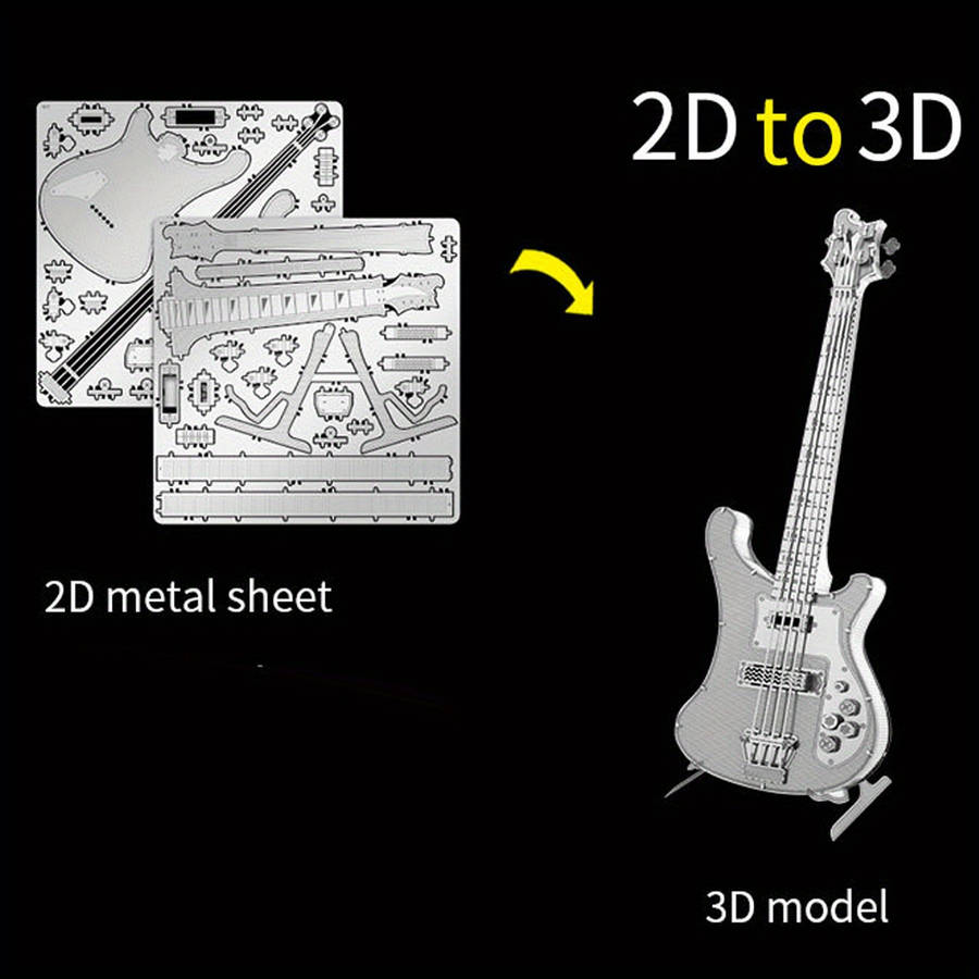 3D Puzzle Musical Instrument Model Style Bass Guitar