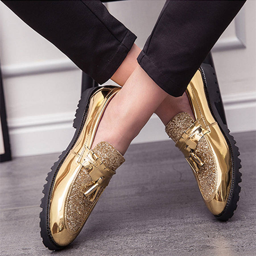 Mens Leather Shoes Color Golden Sizeuk 10