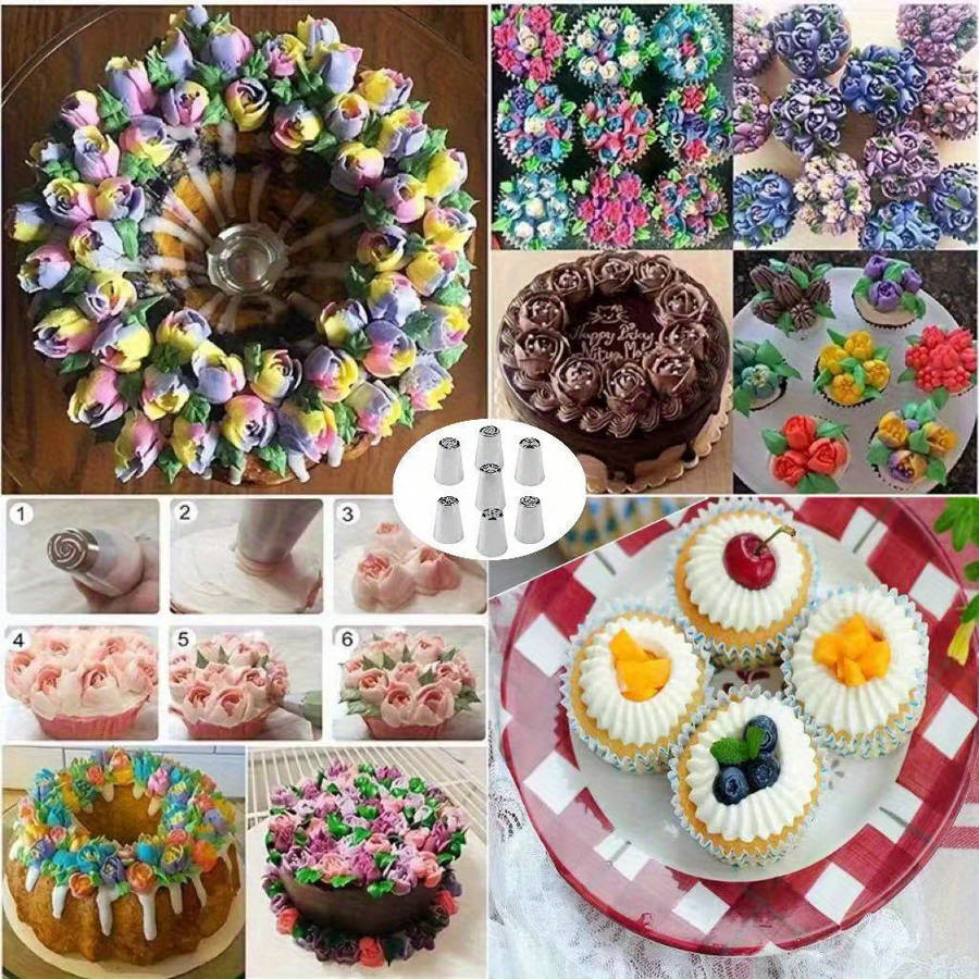 Professional Cake Decorating Head Color 7 Flower Piping Tips