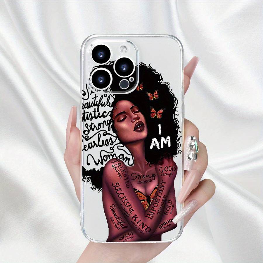 1Pc Transparent For iPhone XR African Girl Phone Case