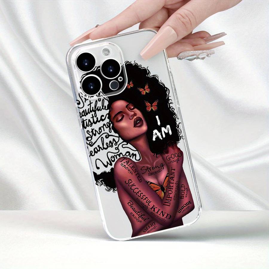 1Pc Transparent For iPhone XR African Girl Phone Case