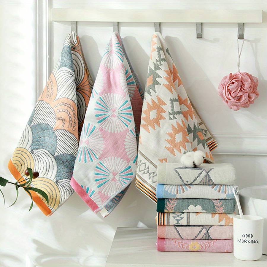 Towel Color Red Bean Flower Green Size34*74