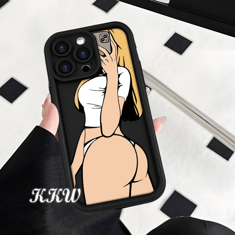1Pc Black For iPhone 7 8 SE2 SE3 Beauty Back View Hip Phone Case