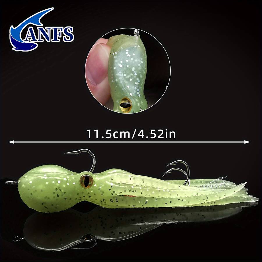 1pc Octopus-Shaped Fishing Lure with Dual Hooks Lead-Weighted Silicone Soft Bait for Trolling S
