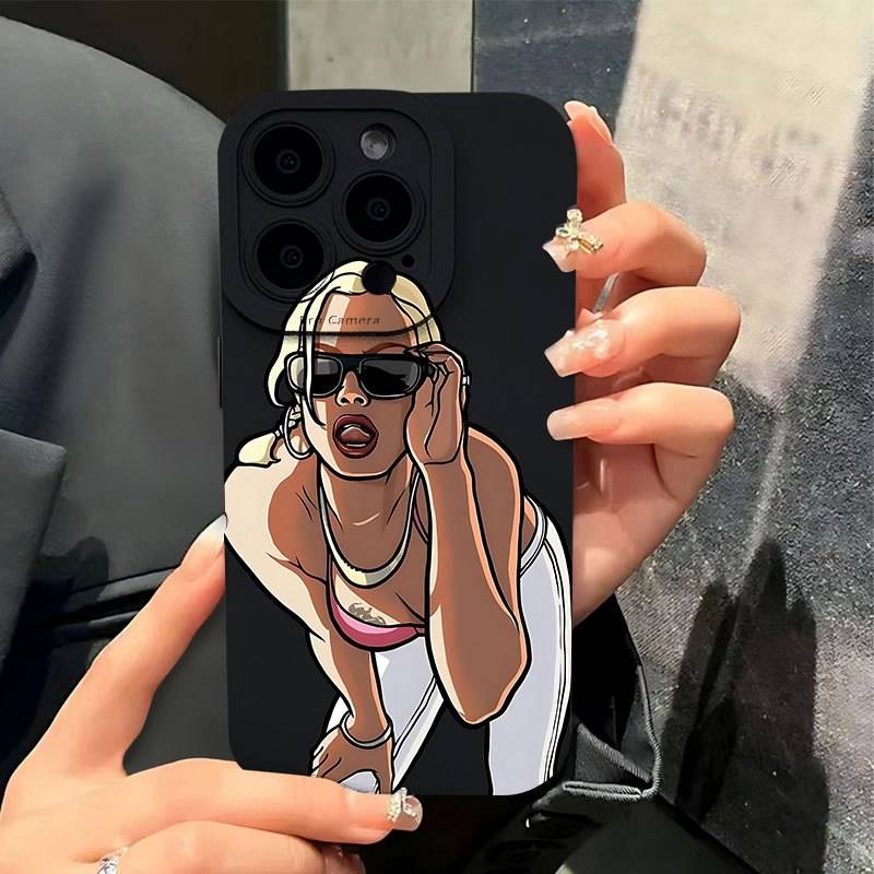 1Pc Mixed Color  For iPhone XR Glasses Girl Pattern Phone Case