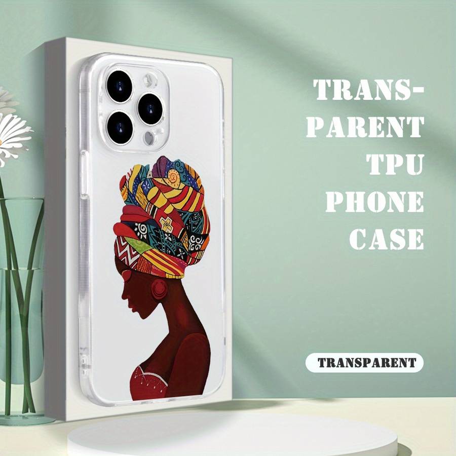1Pc Transparent For iPhone 12 Pro Max Beautiful African Queen Phone Case