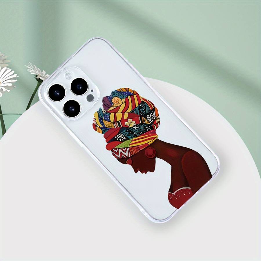 1Pc Transparent For iPhone 12 Pro Max Beautiful African Queen Phone Case