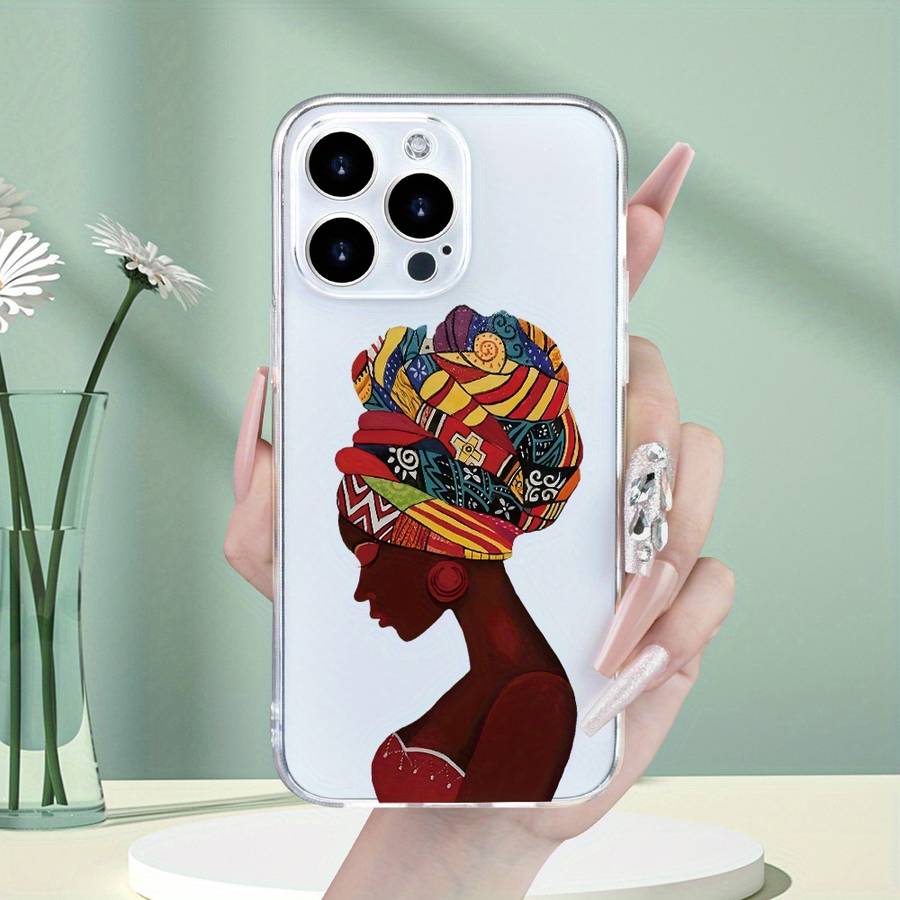 1Pc Transparent For iPhone 12 Pro Max Beautiful African Queen Phone Case