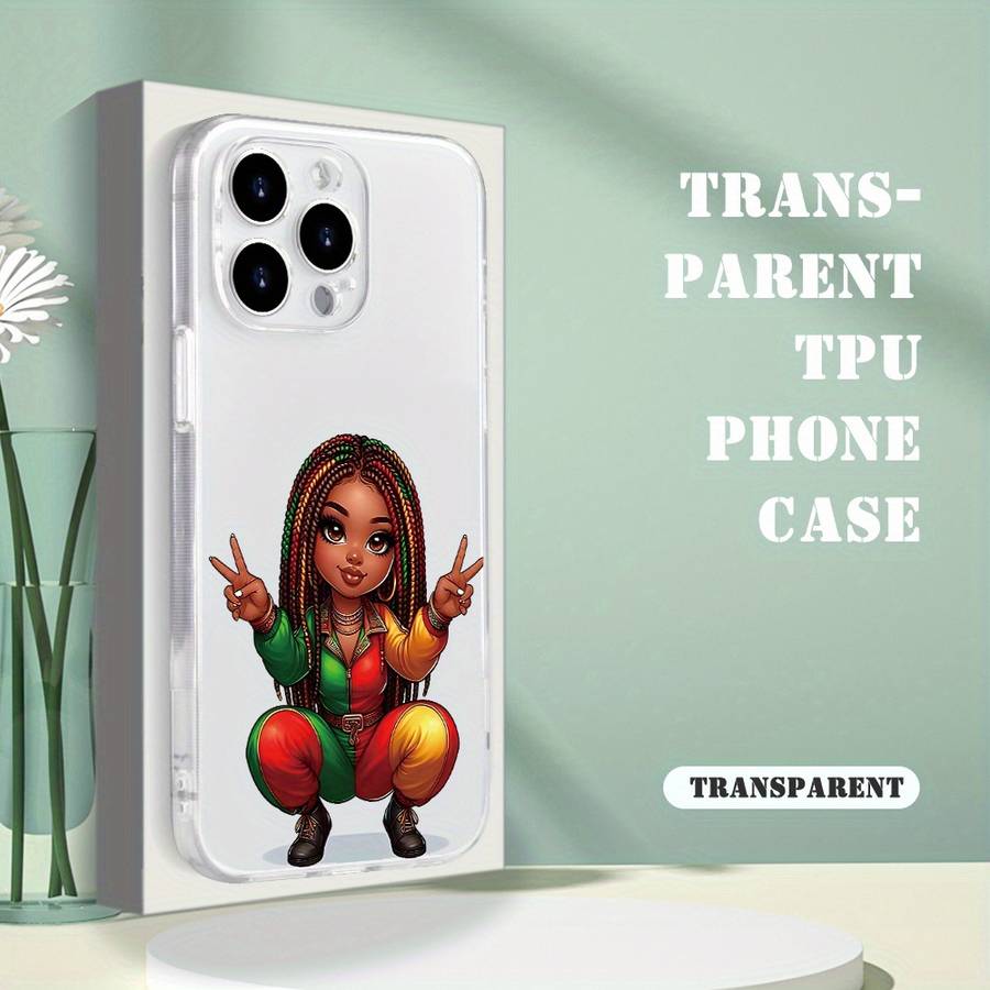 1Pc Transparent For iPhone XS Max Beautiful African Braid Girl Phone Case