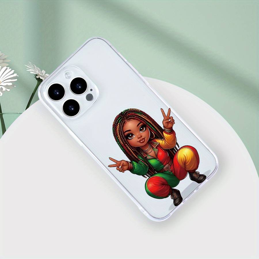 1Pc Transparent For iPhone XS Max Beautiful African Braid Girl Phone Case