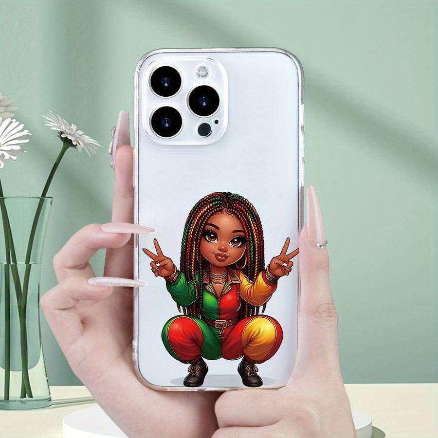 1Pc Transparent For iPhone XS Max Beautiful African Braid Girl Phone Case