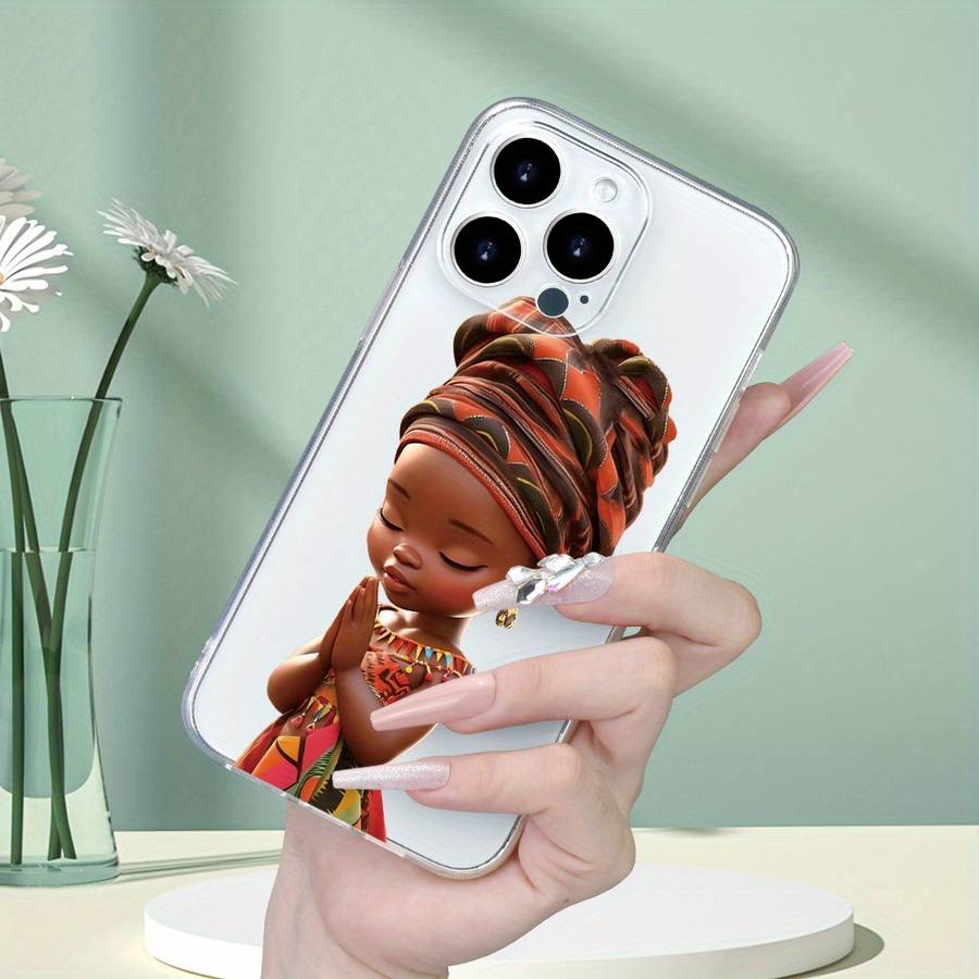 1Pc Transparent For iPhone XS Max African Girl Prayer Phone Case