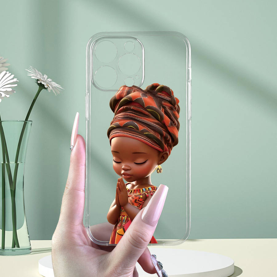 1Pc Transparent For iPhone XS Max African Girl Prayer Phone Case