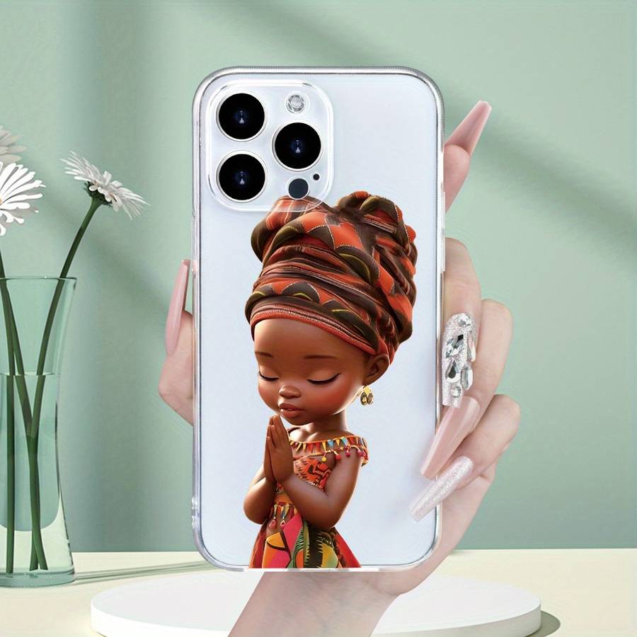 1Pc Transparent For iPhone XS Max African Girl Prayer Phone Case