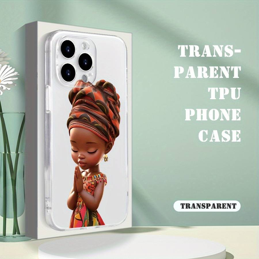 1Pc Transparent For iPhone XS Max African Girl Prayer Phone Case