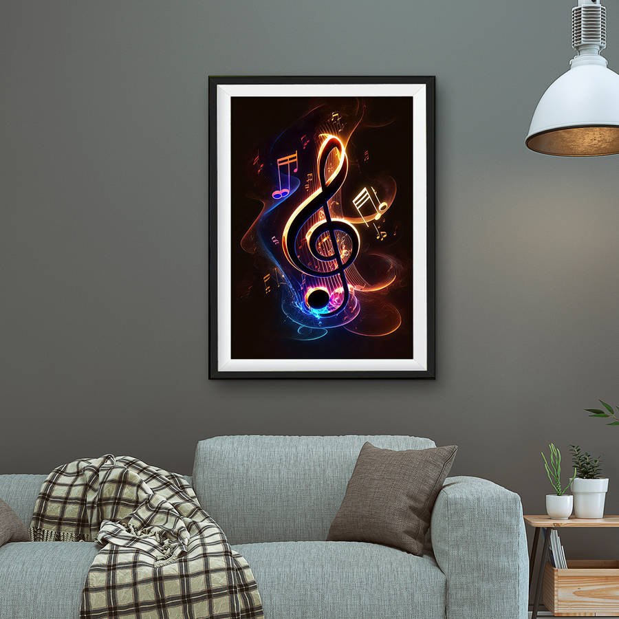 1pc  Vibrant Musical Notes Canvas Art Print Unframed Reusable Wall Decor for Home Office