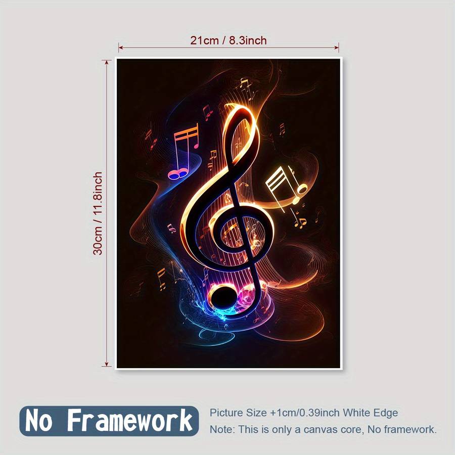 1pc  Vibrant Musical Notes Canvas Art Print Unframed Reusable Wall Decor for Home Office