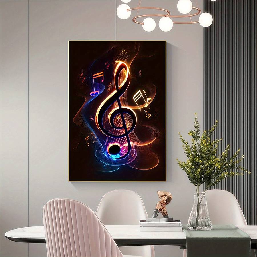 1pc  Vibrant Musical Notes Canvas Art Print Unframed Reusable Wall Decor for Home Office