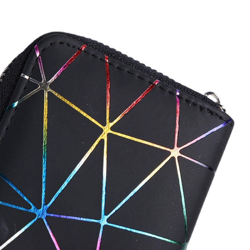 1pc Fashionable Korean-Style Women's Wallet with Colorful Diamond Pattern Long and Short Zippered