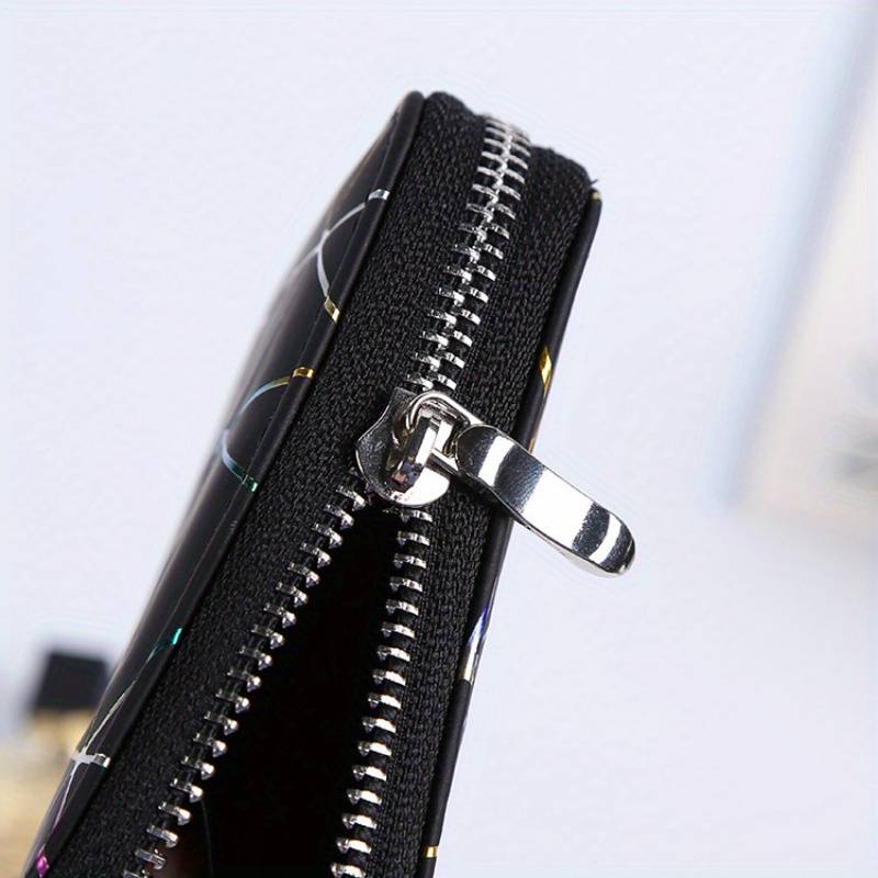 1pc Fashionable Korean-Style Women's Wallet with Colorful Diamond Pattern Long and Short Zippered